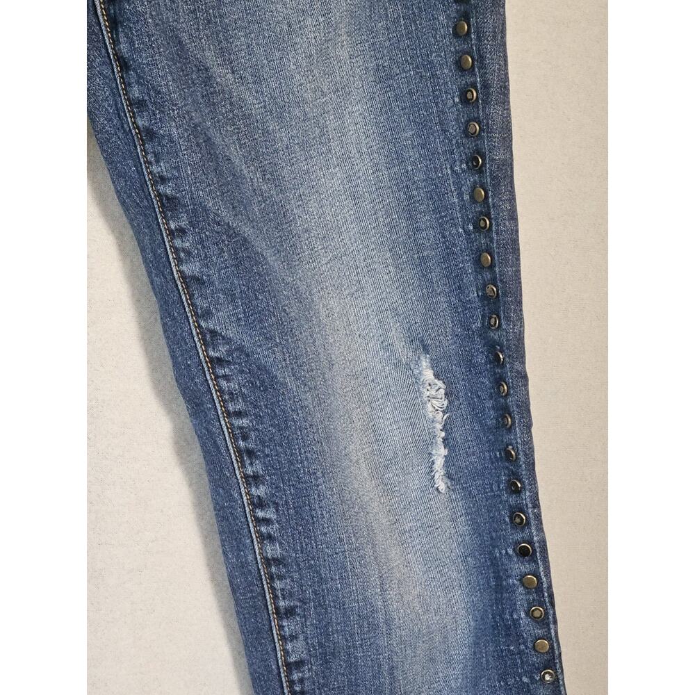 GRAY Saks Fifth Avenue Studded Skinny Jeans Medium Wash Distressed Women's - Picture 6 of 16